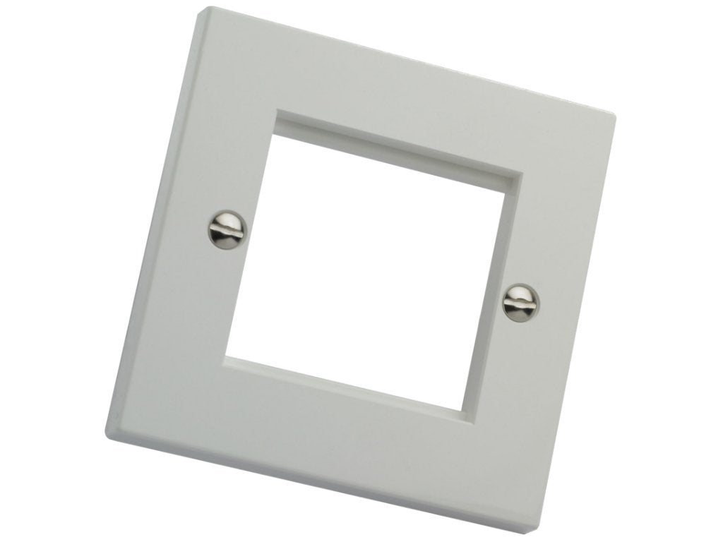 Single Gang Faceplate for 2 Euro Modules in White - Flat