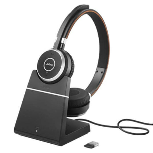 Jabra Evolve 65 SE UC Duo Headset with Charging Stand